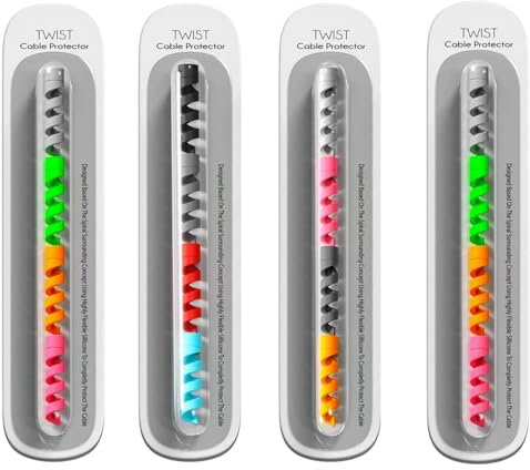 INEFABLE Multicoloured Protection Spiral Cable & Wire Protectors (Set of 4-16 Pcs) for USB Charger, Data Cable, Earphone, Elastic Cord Saver