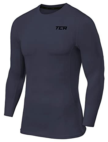 TCA Men Long Sleeve Compression Shirt, Athletic Workout Sports Undershirt Base Layer Top - Graphite, M