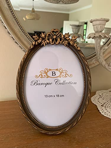 Bilderrahmen Fotorahmen Oval Rahmen Deko Antik 13x18 cm Barock Shabby Gold Stil