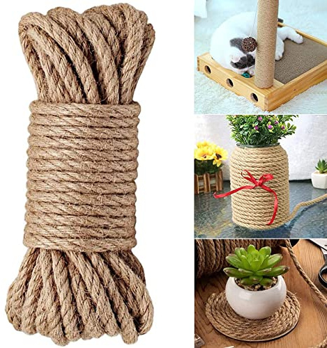 Garten Juteschnur 10mm Dicke,Bindegarn,Gartenschnur, Bastelschnur Kordel Rolle mit 20m,Seil 10mm 100% Jutegarn Naturfarbe