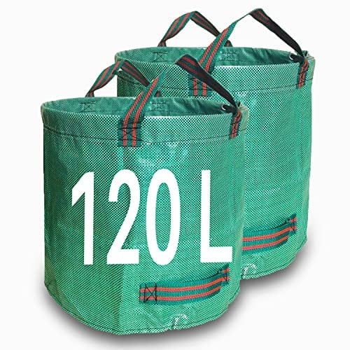 Singwow Heavy Duty Garden Bags, Reusable Sacks with Handles, Ideal for Collecting Waste, Leaves (120L x 2)