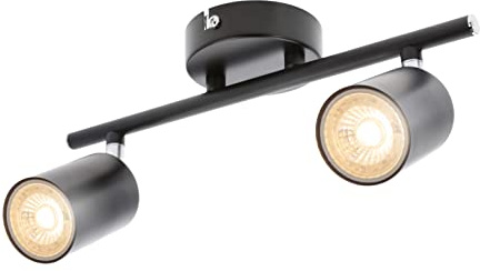 CGC Lighting Modern Contemporary Design Adjustable Heads GU10 Ceiling Spot Lights (Black, Double)