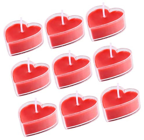 Lot de 9 bougies parfumées en forme de cœur Bougies chauffe-plat Cire de soja aromatiques Bougies de soja Bougies de soja Romantique Bougies de Saint-Valentin Décoration
