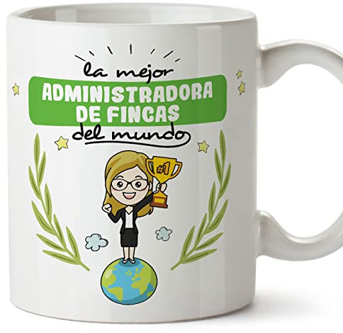 MUGFFINS Tazas para ADMINISTRADORA DE FINCAS mujer - En Español - Mejor del mundo - 11 oz / 330 ml - Regalo original y divertido