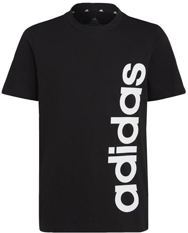adidas Unisex Kinder Essentials Linear Logo Cotton Tee, Black/White, 15-16 Years