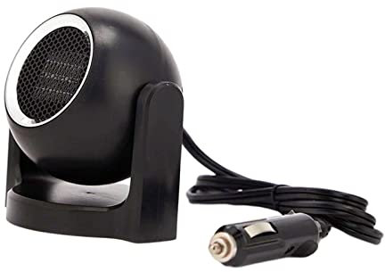 F Fityle Heizlüfter mit Akku für Auto, Warmluftheizung Auto, Mini Keramik Heizlüfter, Auto Heizlüfter Heizgerät Heizung Entfroster, Tragbare Elektrische Scheibenheizung für Fahrzeug, 24V Schwarz