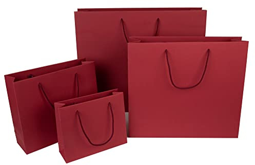 10 x PresentFill® Papiertragetaschen Geschenktaschen Bordeaux 24 x 8 x 20 cm mit Kordel aus umweltfreundlichen 100% Recycling Kraftpapier - Made in Germany