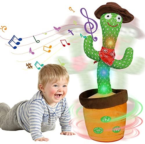 HICAS Cactus Che Balla e Ripete,Ballerino Cactus Parlante Registrazione,Giocattolo Educativo Interattivo del Cactus,120 Canzoni,Controllo del Volume,Regali per Bambini e Decorazione