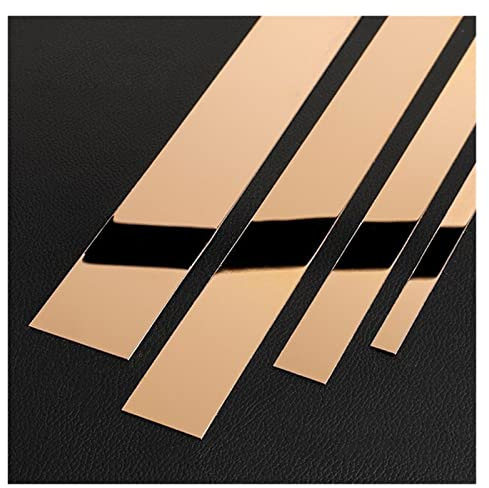 JIMNOO 1 Rouleau Or Autocollant Mural en Acier Inoxydable Plat décoratif Ligne Mur Plafond Bord Bande Miroir Salon décoration (Color : Rose Gold, Size : 3x244cm)
