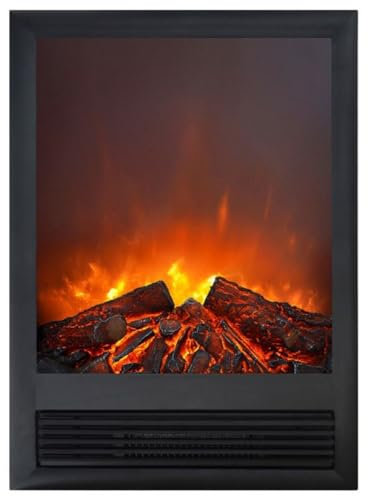 Casa Padrino Chimenea empotrada eléctrica de Lujo Negro 47 x 20,5 x A. 66,5 cm - Chimenea LED Decorativa de salón con Mando a Distancia - Muebles de salón - Muebles de Lujo