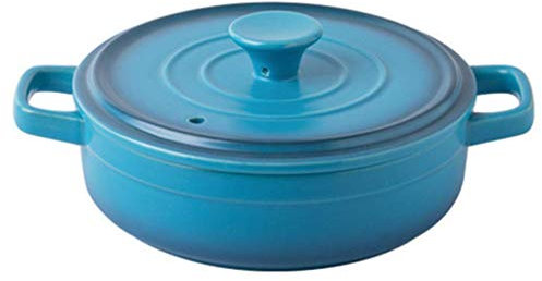 Cocotte en céramique, cocotte en céramique, Petite cocotte en grès, cocotte Ronde avec Couvercle, marmite, Four hollandais (Bleu 0,87 l)