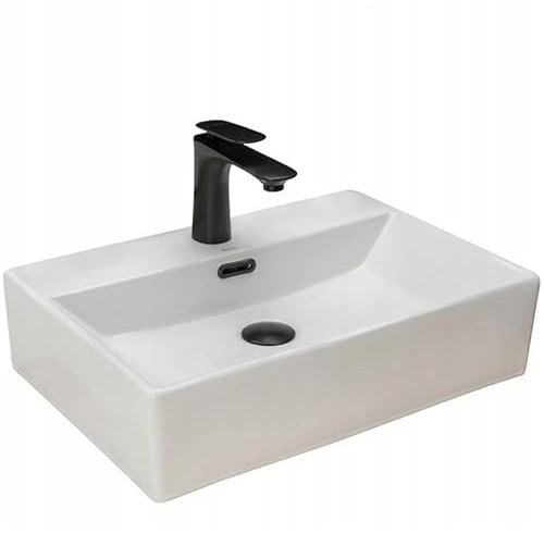 Rea Aufsatzwaschbecken Bonita, Waschtisch Handwaschbecken Waschschale Waschbecken für Badezimmer aus hochwertiger Keramik 510 x 360 x 130 mm (weiß)