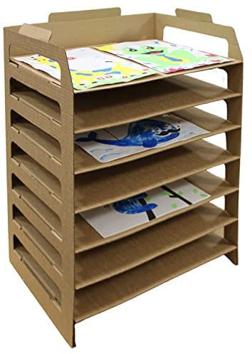 CLEOPATRE Wäscheständer, Karton, robust, zum Trocknen von Zeichnungen und Gemälden, ideal für die Schule, Kraft, 14 stabile Regale
