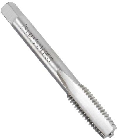 Boxonly Metrischer Maschinengewindebohrer links zum Bohren Gewindeschneiden auf Weichmetall-Aluminiumplatte und Eisen H2 3 Flöten Hochgeschwindigkeitsstahl Gewindebohrer M10 x 1,25 mm 1