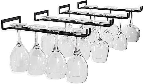 Evilsoul 4Pack Wine Glass Rack Stainless Steel Wine Glass Holder, 11.8 Inch Hanging Stemware Rack for Cabinet Kitchen Bar