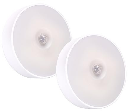 EXTRASTAR - Juego de 2 luces LED de noche con detector de movimiento, 3 modos 6500 K, blanco frío, luz nocturna infantil, para dormitorio, cocina, pasillo, escalera, salón, no regulable