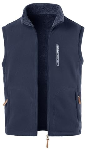 MeiLayM Uomo Smanicato Caldo Autunno e Inverno Giacche Gilet e Gilet in Pile Uomo Gilet In Pile Con Cerniera Intera con Gilet da Fotografia All'aperto Stand-up Collare Giacca Morbida Senza Maniche