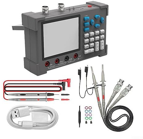 Oscilloscopio Digitale 3 in 1, Oscilloscopio DSO3D12 250MSa/s 120 MHz con 2 Canali e Schermo da 3,2 Pollici, Multimetro True-RMS, Oscilloscopio Professionale