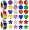 Autocollant de Récompense, 1500 Pièces/3 Rouleaux Gommette Brillante Enfant, Autocollant en Forme de Coeur, Autocollant Rond Couleur, Autocollant Étoile pour Bricolage, Cartes, Décoration, Cadeau