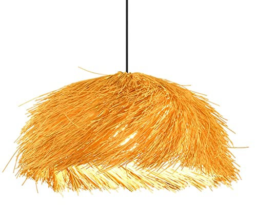 HCIPJQY Magnifique Grand Lustre De 19,7 Po Lampe Suspendue De Plage Romantique Suspension Créative en Paille De Vigne Plafonnier Tissé en Rotin pour Îlot De Cuisine, Salon Salle À Manger, E26