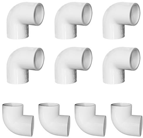 10 Stück 1,27 cm PVC 90 Grad Winkel, 2-Wege-rechtwinklige PVC-Rohrverschraubung, PVC-Rohrverschraubung, PVC-Eckbeschläge für Sch40-PVC-Rohre, DIY-Rahmen und DIY-PVC-Regal, Gebäude, Möbel,