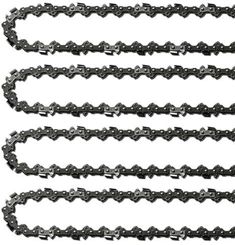 Desikixudy Lot de 4 chaînes de tronçonneuse à 18 pièces - 62 maillons d'entraînement 0,05 mm - Pas 3/8 - 18 chaînes de rechange - Chaîne de tronçonneuse à faible rebond