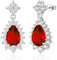 USEEDOVIA Ohrringe Tropfen Glitzer Ohrstecker AAA Zirkonia Stecker Silber 925 Wassertropfen großer Ohrhänger Edelstein Rot Hochzeit Schmuck Braut