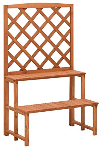 Chaduof Blumentreppe mit Rankgitter, Pflanzentreppe Outdoor, Kräutertreppe, Blumenständer, Blumenleiter Draußen, Kräutertopf Garten, 70x42x115 cm Massivholz Tanne
