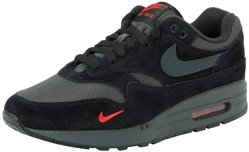 Nike Herren Air Max 1 Sneaker, Black Anthracite University Red, 42.5 EU