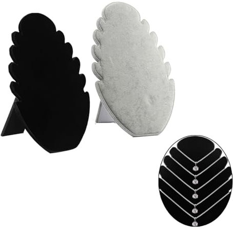 Silent-Qiaoyou 2 Stk Schmuckhalter, Halskettenständer mit 5 Kerben, 29 * 20 * 1,9 cm Ketten Aufbewahrung, Schmuckbüste Samt, Halskette Schmuck Display, für Halsketten Schmuckbüste (Schwarz, Grau)