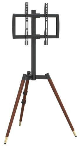 vidaXL TV Tripod Stand - 37-65 Inch Screen - Max VESA 400x400-40kg Capacity - Swivel ±50° - Steel/Wood - Cable Management - Black/Walnut