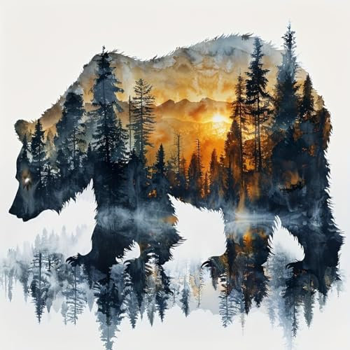 QUANMAITONG Diamond Painting für Erwachsene, DIY Diamant Bilder Bär, Wand Dekor Daiments