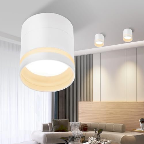 ZMH Aufbauspot LED Aufbaustrahler Weiß - Rund Deckenstrahler Warmweiß Acryl Spot Aufbauleuchte mit GX53 Flach Deckenspot 3000K Aufputz Strahler Deckenlampe für Flur Wohnzimmer Schlafzimmer