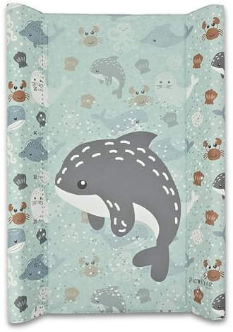 pic Bear Keil Wickelauflage - hochwertige OEKO-TEX Wickeltischauflage - pflegeleichte Wickelunterlage - Auflage Wickelkommode -50 x 70 cm - Sealife