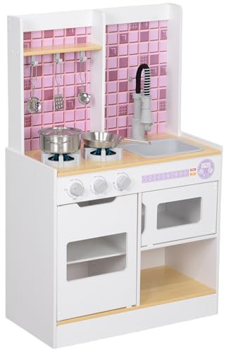 AIYAPLAY Cuisine de jeu pour enfants, cuisine de jeu avec plaque de cuisson réaliste, cuisinière, évier, accessoires de cuisine, set de cuisine avec lumières et sons, pour enfants à partir de 3 ans