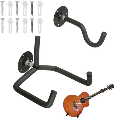 Support Mural de Guitare Horizontal,Inclinaison de Suspension de Guitare Inclinée,Crochet De Cintre De Guitare,Support Mural Horizontal,Crochets Pied Guitare pour Guitare électrique Acoustique Ukulélé