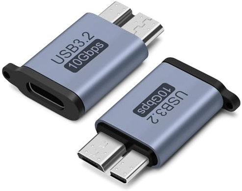 Seminer Adaptateur USB C vers Micro B (2 Pack), Câble USB 3.0 10Gbps pour Disque Dur USB C Compatible avec Toshiba, HDD, Seagate, WD, Galaxy S5 Note 3, HDD etc.