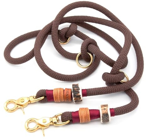 Hundeleine aus Tau | 1 cm dick | Chocolate Truffle | 2 m / 2,5 m / 3 m verstellbare Führleine, handgefertigtes Design, robust, für kleine & mittelgroße Hunde – braun