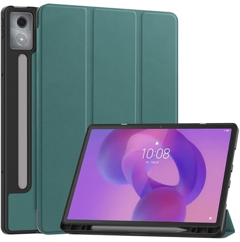 EasyAcc Hülle für Lenovo Idea Tab Pro 12.7 Zoll 2025 mit Stifthalter | Ultra Dünn mit Standfunktion Slim PU Leder Schutzhülle für Lenovo TB-373FU/ 375FC (Dunkles Nachtgrün)