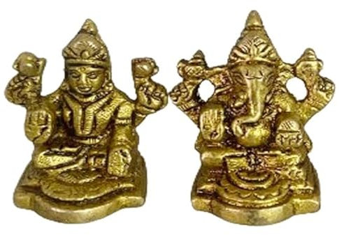 Laxmi Ganesha Idol/Statue aus Messing, 4,3 cm, 250 g/m²