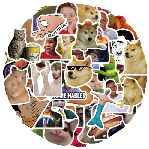 Hibarby Lustige Meme Aufkleber 50 Stück, Coole Memes Sticker Set für Laptop Wasserflasche Reisekoffer Gepäck Skateboard Helm Handyhülle Tagebuch, Vinyl Graffiti Stickers für Erwachsene