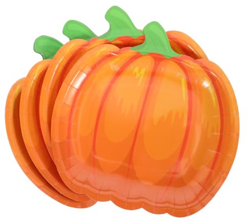 Pumpkin Paper Tray 20Pcs 7 Inch Orange Autumn Harvest Party Plates for Halloween Thanksgiving Birthday Dinner Tableware
