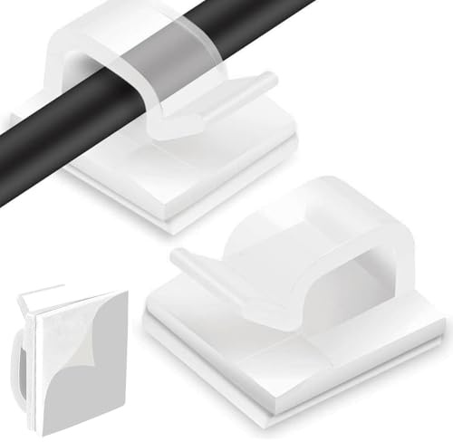 60 Pcs Adhesive Wire Clips, Self-Stick Cord Holders, Transparent Cable Organiser Hooks, for Wire Management, Christmas Decoration Hanging, Fairy Lights