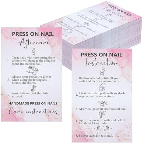 FINGERINSPIRE 240 Blatt Anleitungskarten Zum Aufdrücken von Nägeln 5.4x8.7cm Große Rechteckige Anzeigekarten Mit Nagelanleitung Und Pflegetipps Für Nagelkünstler Verkäufer Und Heimwerker