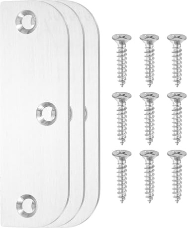 sourcing map 3 Pack Hinge Filler Plates, 3.5 Inch with 5/8 Inch Stainless Steel Door Edge Hole Filler Plate Deadbolt Cover Plate with Screws, for Change the Types of Your Doors, Silver