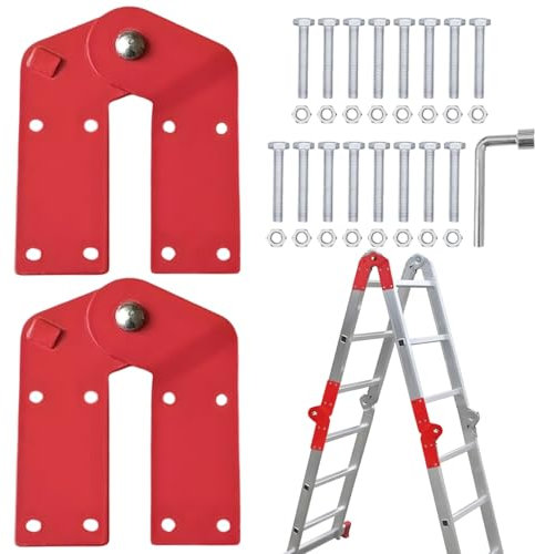 Nuburbur Attic Ladder Hinge 2pcs for Ladder Pull Down System, Durable Galvanized Steel Attic Ladder Hinge Replacement Kit,Fits All Herringbone/Attic/Folding Ladders, with 16 Anti-Slip Screws & Wrench
