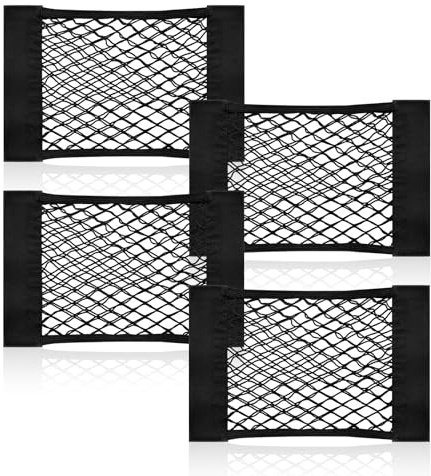 GrünWerk Filet de Rangement Coffre Voiture, 40 X 25CM, 4 Pack | Rangeable Bouteilles, Épicerie, Camion Voiture, Élastique