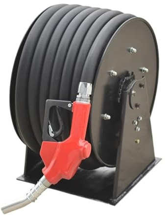 BADIKA Schlauchaufroller 2 Zoll 10 Meter Ölschlauchtrommel Manuelle und Power-Rewind Elektrische automatische einziehbare Kraftstoffschlauchtrommel