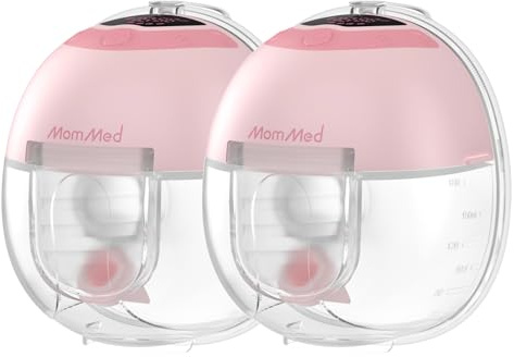 MomMed S33 Wearable Breast Pump, Hands Free Double Electric, 6oz, BPA Free | Ultra Quiet 45dB In-Bra Pump, Night Light, One Tap Pause, Leak-Proof, 4 Modes 9 Levels, 17/19/21mm Flange Inserts for Travel