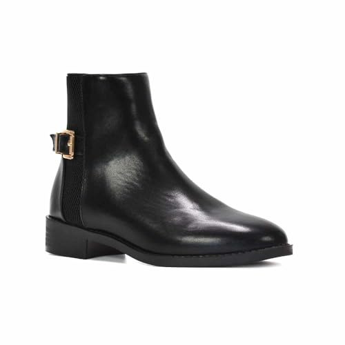 Women's Chelsea Boots Ladies Synthetic Leather Biker Elasticated Pixie Ankle Booties Shoes Size 3-8